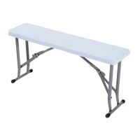 Outsunny-Set Tavolo da Campeggio Giardino Picnic con 2 Panche Pieghevole in Polietilene Bianco(m-9)