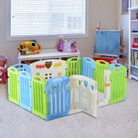 Homcom – Recinto Modulare 12 Pezzi con Cancelletto per il Gioco in Sicurezza dei Bambini con CertificatoEN71(m-1)