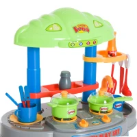 HOMCOM Cucina Giocattolo per Bambini Accessori Luci e Suoni Plastica 46 × 30 ×67cm(m-6)