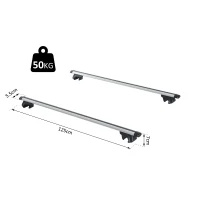 HOMCOM Barre Portapacchi per Auto con Serratura e Chiavi in Lega di Alluminio 125x5.5x7cm, Max. 50 kg(m-3)