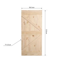 HOMCOM - Porta Scorrevole Barn Door in Legno di Pino Laccatura DIY, 213 x 96.5 x 3.5cm, Naturale(m-3)