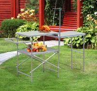 Outsunny Tavolo da Picnic Campeggio con Tavolino Pieghevole Portatile 3 Posti in Lega d'Alluminio 154,5 x 40,5 x 82cm Argento(m-2)