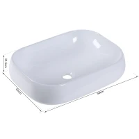 kleankin Lavabo Rettangolare in Ceramica Smaltata Bianco 56 x 42 x 14.5cm(m-7)