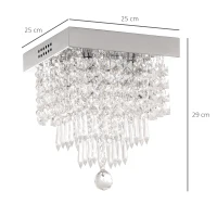 HOMCOM Lámpara de Techo de Cristal K9 Moderna con 4 Casquillos G9 de 40W y Base de Acero Inoxidable Lámpara de Araña para Comedor Dormitorio Salón Ø25x29 cm Plata(m-3)