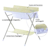 HOMCOM Fasciatoio Pieghevole Multiuso con Vaschetta Bagnetto per Neonati in Plastica Atossica 85 x 70 x 92cm(m-3)