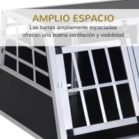 Pawhut Jaula Aluminio para Perros Transportín Aluminio de Perro para Viaje Doble Puerta con Tabique Hermético Extraíble 89,5x68,5x50 cm(m-5)