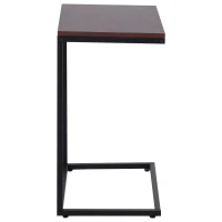 HOMCOM Tavolino Laterale da Divano o Letto Forma a "C" Design Industriale Metallo e MDF Fino 20 kg 56x36x68cm(m-6)