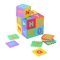 HOMCOM Tappeto da Gioco 36 Pezzi Puzzle in EVA con Numeri e Lettere dell'Alfabeto per Bambini Colorato(m-6)