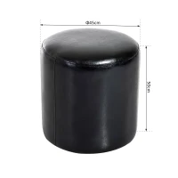 HOMCOM Pouf Poggiapiedi Telaio in Legno Massello Rivestimento in Pelle Sintetica Cuscino Imbottito con Spugna di Elevata Densità Spessa 4,5cm Nero Max:150kg 45x45x50cm(m-3)