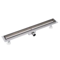 HOMCOM Canale canalina di scarico doccia sistema drenaggio doccia a pavimento in acciaio inox piastrellabile (840x110x70 mm)(m-4)