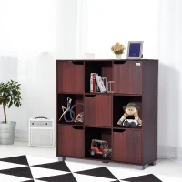 HOMCOM Libreria Design Classico da Terra con 9 Scompartimenti Legno Massello 89.5 × 30 × 93cm Marrone(m-2)