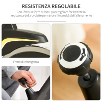 HOMCOM Spin Bike con Altezza regolabile 112-122cm Nera e Gialla, Volano 10kg(m-5)