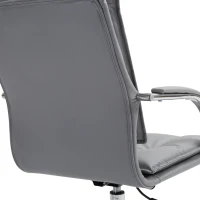 Vinsetto Poltrona Sedia da Ufficio Design Moderno Altezza Regolabile Imbottita, Pelle PU Cotone PP, Grigio, 64 x 57 x 91-101 cm(m-9)