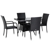 Outsunny Set 5pz Mobili da Giardino Tavolo con 4 Sedie Balcone Rattan Marrone(m-5)