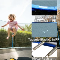Homcom Trampolino Elastico con Rete di Sicurezza e Pali Imbottiti per Adulti e Bambini Φ366 x 260 cm(m-7)