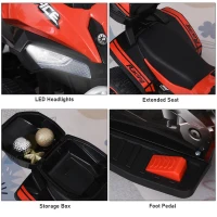 HOMCOM Quad Elettrico per Bambini con Motore 6V, Velocità Massima 5 km/h, Musica e Fanali Funzionanti, Rosso(m-6)