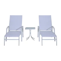 Outsunny Set Mobili da Giardino 5pz 2 Sedie a Sdraio con 2 Poggiapiedi, Tavolino in Textilene, Crema(m-4)