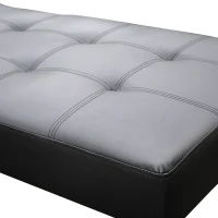 HOMCOM – Divano Letto con Poltrona Chaise Lounge Multifunzionale in Ecopelle, Nero(m-10)