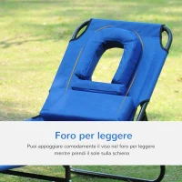 Outsunny Lettino reclinabile con apertura per il viso, blu, 1.9x0.56x0.28m(m-5)