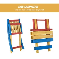 Outsunny Set Tavolo da Giardino con 4 Sedie Legno di Abete Colorato(m-8)