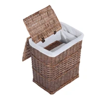 HOMCOM Set di Contenitori Portaoggetti in Vimini 5 Pezzi con Fodera Rimovibile e Lavabile(m-5)