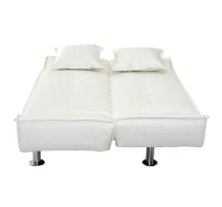 HOMCOM Elegante Divano Letto in Ecopelle con 2 Cuscini 178 x 86 x 80cm Bianco(m-8)