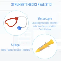 HOMCOM Ambulatorio Ospedale Giocattolo Dottore per Bambini 3-6 Anni con 26 Accessori Inclusi, Blu e Bianco(m-6)