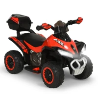 HOMCOM Quad Elettrico per Bambini con Motore 6V, Velocità Massima 5 km/h, Musica e Fanali Funzionanti, Rosso(m-1)