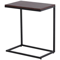 HOMCOM Tavolino Laterale da Divano o Letto Forma a "C" Design Industriale Metallo e MDF Fino 20 kg 56x36x68cm(m-5)