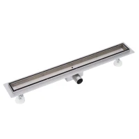 HOMCOM Canale canalina di scarico doccia sistema drenaggio doccia a pavimento in acciaio inox piastrellabile (740x110x70 cm)(m-1)