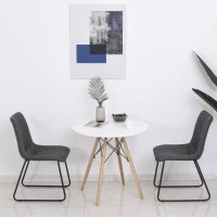 HOMCOM Set 2 Sedie Classiche Imbottite per Soggiorno, Cucina o Sala da Pranzo in Similpelle Grigie, 47x59.5x86cm(m-5)