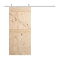 HOMCOM - Porta Scorrevole Barn Door in Legno di Pino Laccatura DIY, 213 x 96.5 x 3.5cm, Naturale(m-1)
