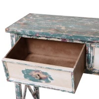 HOMCOM Tavolo Consolle da Ingresso in Legno Multicolore con 2 Cassetti e Scaffale Inferiore (110x38x90 cm)(m-10)