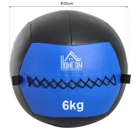 HOMCOM Palla Medica Wall Ball 6kg cross-training Fitness Ecopelle Ф35cm Nero-Blu(m-3)