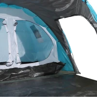 Outsunny Tenda da Campeggio con Chiodi e Corde Tiranti Protezione Insetti e Pioggia per 6 Persone Poliestere 500 x 300 x 200cm Blu e Grigio(m-8)