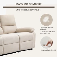 HOMCOM Divano 3 Posti con 2 Sedute Reclinabili e Poggiapiedi Integrato, Rivestimento in Tessuto Beige, 187x92x97cm(m-5)
