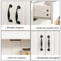 HOMCOM Credenza Cucina con 2 Armadietti e Cassetto, Mobile Dispensa Stile Coloniale in Legno, 80x35x180cm Avorio(m-6)