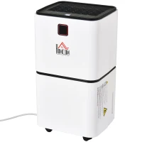HOMCOM Deumidificatore Ambiente con Display per Ambienti 15-25㎡, Serbatoio 2000ml, Spegnimento automatico, deumidificazione di max. 12 litri/24h，in ABS Bianco(m-1)