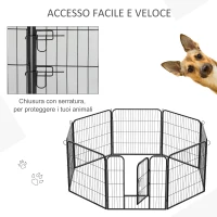 PawHut Recinto Recinzione per Animali Cuccioli, Cani,  8pz, 80x80cm, Nero(m-5)