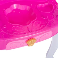 HOMCOM Tavolo da Trucco con Sgabello Specchiera per Bambina con Luci e Musica 43.5x31.5x72.5cm Rosa(m-12)