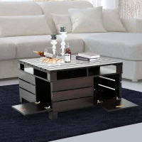 HOMCOM Tavolino da Salotto Design Moderno con Vani Portaoggetti in Legno MDF Noce 80 x 80 x 46.5cm(m-2)