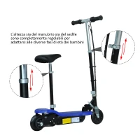 HOMCOM Monopattino EScooter con Sedile per Bambini Velocità Max 12KM/H 81.5 x 37 x 96cm Blu(m-5)