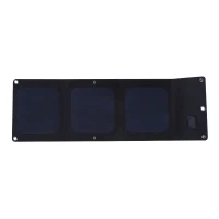Outsunny - Caricabatteria Solare 10W Pieghevole con 3 Pannelli ad Alta efficienza 58 x 18.5cm Nero(m-4)