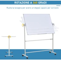 Vinsetto Lavagna Magnetica Bianca Cavalletto Faccia Doppia Portapenne Traversa Regolabile(m-6)