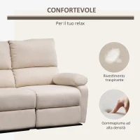 HOMCOM Divano 2 Posti Moderno in Tessuto Beige con Schienale Reclinabile e Recliner Manuale, 134x92x97cm(m-6)