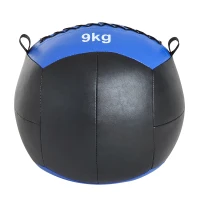 HOMCOM Palla Medica cross-training Fitness Wall Ball 9kg in Ecopelle Ф35cm Nero-Blu(m-7)