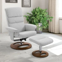 HOMCOM Poltrona Sedia Ergonomico Reclinabile 120 ° Relax da Soggiorno Ufficio in Legno e Schiuma 81 x 76 x 103 cm Griogio(m-2)