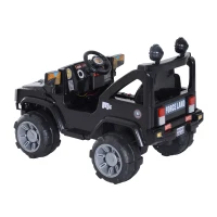 HOMCOM Macchinina Elettrica per Bambini Modello Jeep con MP3 108 × 71 × 75cm Nero(m-6)
