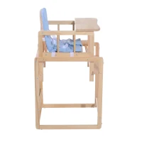 HOMCOM Seggiolone Multifunzione per Bambini con Cuscino Blu in Legno di Pino 50 x 44 x 88cm (Blu)(m-5)