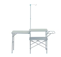 Outsunny Tavolo da Picnic Campeggio con Tavolino Pieghevole Portatile 3 Posti in Lega d'Alluminio 154,5 x 40,5 x 82cm Argento(m-5)